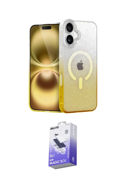 ieg™ iPhone 16 Kılıf Eksen Minimal Özel Seri - Siyah Bilvis 5in1 5D Magic Hayalet Cam Ekran Koruyucu
