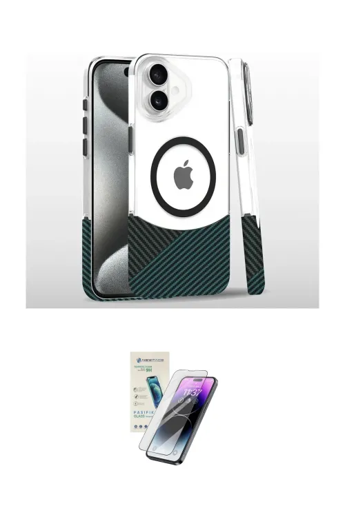 ieg™ iPhone 16 Kılıf İz Asil Prime - Şeffaf Pasifik Cam Ekran Koruyucu