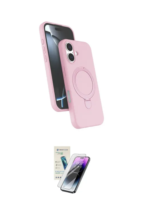 ieg™ iPhone 16 Kılıf İz Işık Koleksiyonu - Şeffaf Pasifik Cam Ekran Koruyucu
