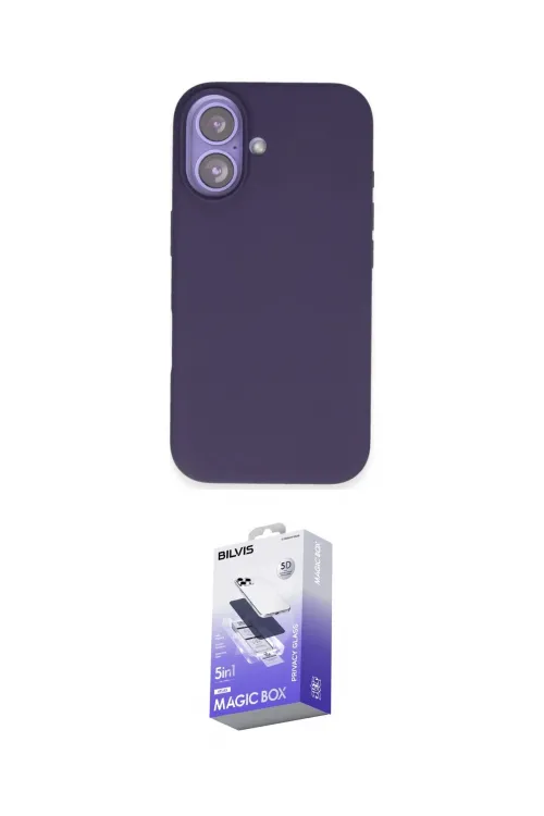 ieg™ iPhone 16 Kılıf Kıvılcım Çizgi Serisi - Siyah Bilvis 5in1 5D Magic Hayalet Cam Ekran Koruyucu