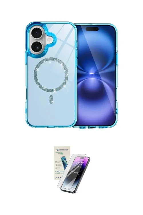 ieg™ iPhone 16 Kılıf Kıvılcım Form Prime - Şeffaf Pasifik Cam Ekran Koruyucu