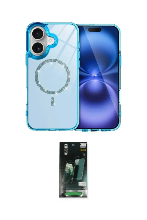 ieg™ iPhone 16 Kılıf Kıvılcım Form Prime - Siyah 360 Mat Full Body Arka Koruyucu