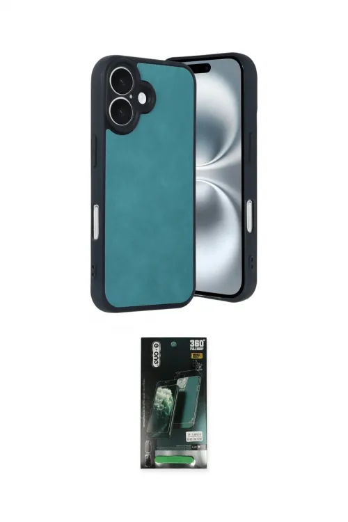 ieg™ iPhone 16 Kılıf Kıvılcım Işık Serisi - Siyah 360 Mat Full Body Arka Koruyucu
