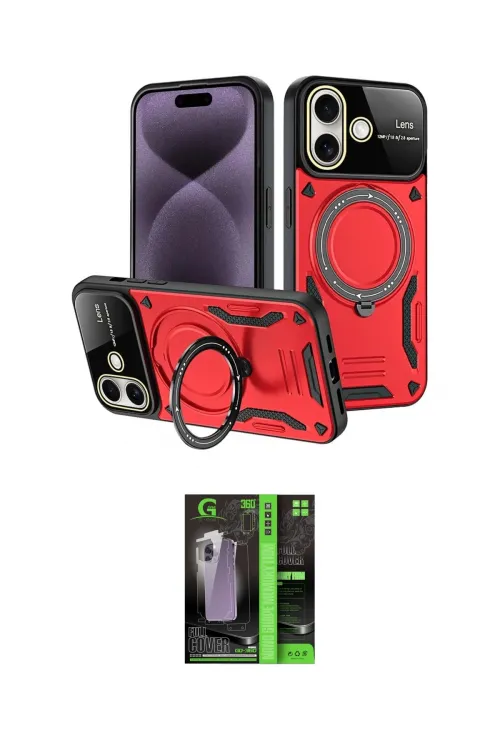 ieg™ iPhone 16 Kılıf Kıvılcım Modern Serisi - Şeffaf 360 Full Body Arka Koruyucu