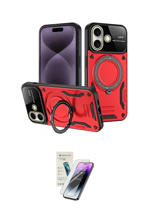 ieg™ iPhone 16 Kılıf Kıvılcım Modern Serisi - Şeffaf Pasifik Cam Ekran Koruyucu