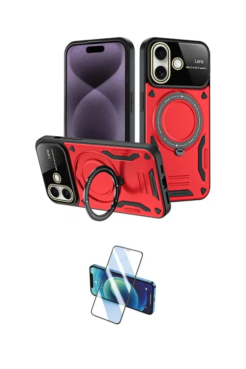 ieg™ iPhone 16 Kılıf Kıvılcım Modern Serisi - Siyah 3D Antistatik Seramik Nano Ekran Koruyucu