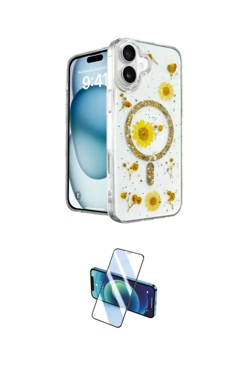 ieg™ iPhone 16 Kılıf Kozmos Doku - Siyah 3D Antistatik Seramik Nano Ekran Koruyucu