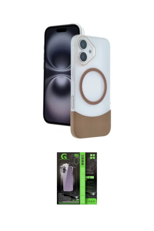 ieg™ iPhone 16 Kılıf Kozmos Form Özel Seri - Şeffaf 360 Full Body Arka Koruyucu