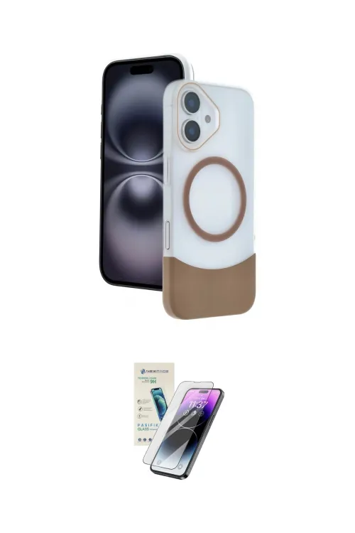 ieg™ iPhone 16 Kılıf Kozmos Form Özel Seri - Şeffaf Pasifik Cam Ekran Koruyucu