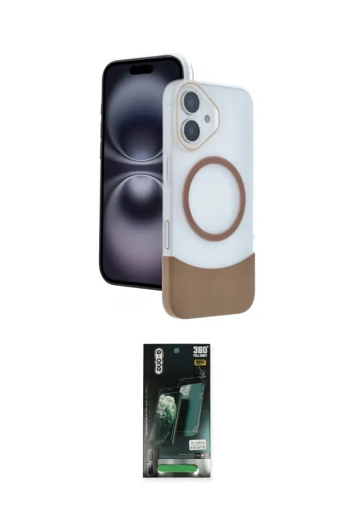 ieg™ iPhone 16 Kılıf Kozmos Form Özel Seri - Siyah 360 Mat Full Body Arka Koruyucu