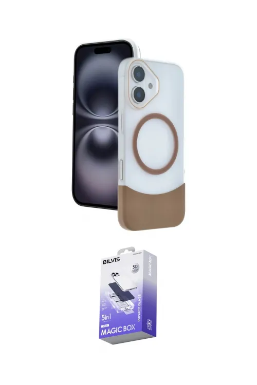 ieg™ iPhone 16 Kılıf Kozmos Form Özel Seri - Siyah Bilvis 5in1 5D Magic Hayalet Cam Ekran Koruyucu