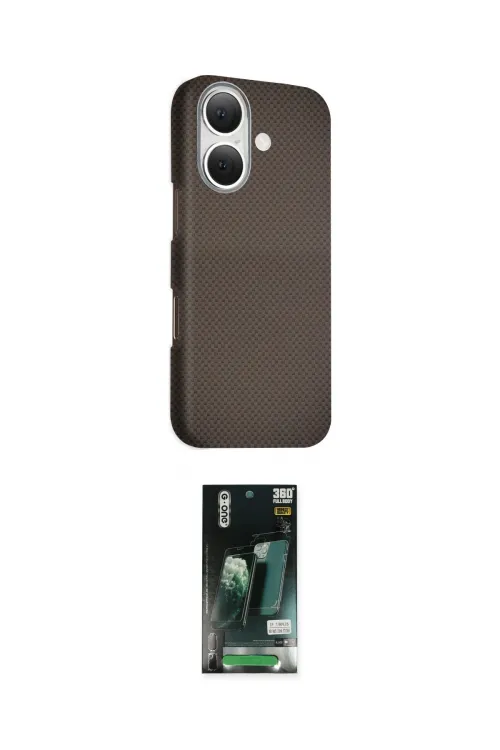 ieg™ iPhone 16 Kılıf Kozmos Klasik Prime - Siyah 360 Mat Full Body Arka Koruyucu