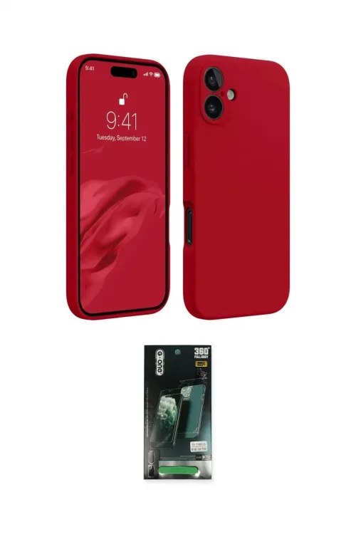 ieg™ iPhone 16 Kılıf Kozmos Yansıma Özel Seri - Siyah 360 Mat Full Body Arka Koruyucu