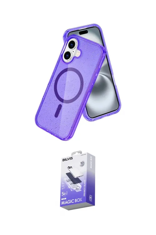 ieg™ iPhone 16 Kılıf Nova Asil Prime - Siyah Bilvis 5in1 5D Magic Hayalet Cam Ekran Koruyucu