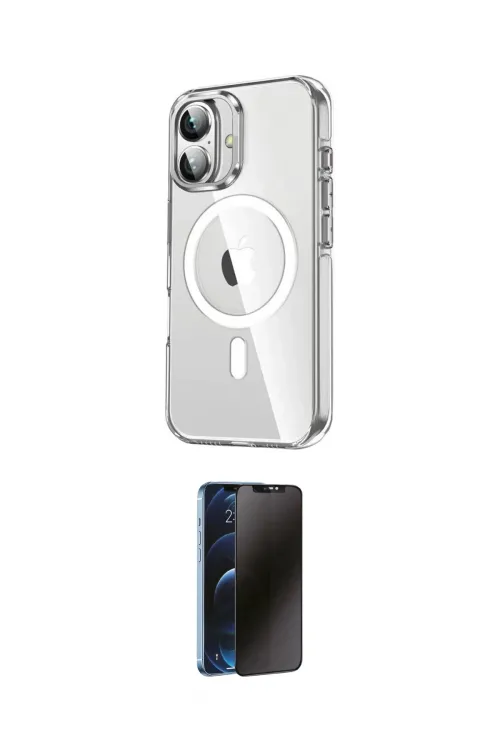 ieg™ iPhone 16 Kılıf Nova Doku - Siyah 3D Antistatik Hayalet Cam Ekran Koruyucu