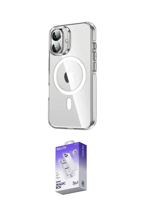 ieg™ iPhone 16 Kılıf Nova Doku - Siyah Bilvis 5in1 3D Magic Cam Ekran Koruyucu