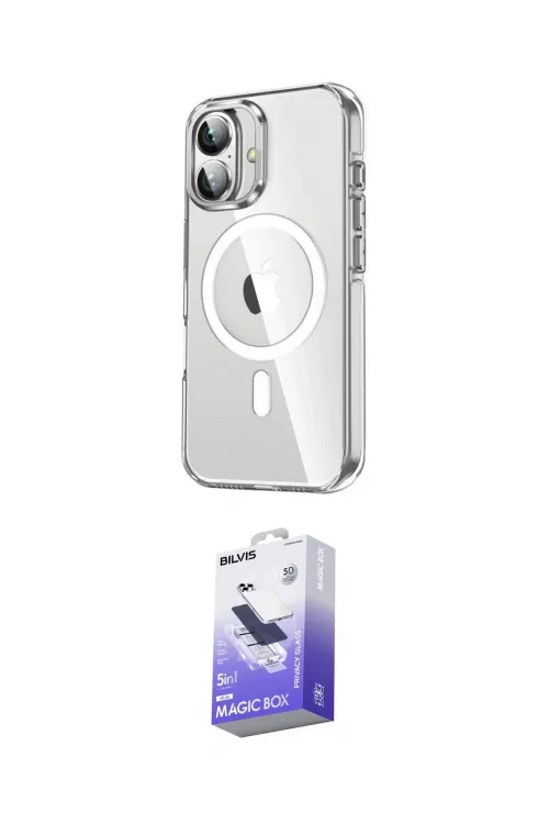 ieg™ iPhone 16 Kılıf Nova Doku - Siyah Bilvis 5in1 5D Magic Hayalet Cam Ekran Koruyucu