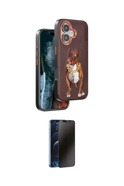ieg™ iPhone 16 Kılıf Nova Form Koleksiyonu - Siyah 3D Antistatik Hayalet Cam Ekran Koruyucu