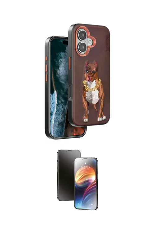 ieg™ iPhone 16 Kılıf Nova Form Koleksiyonu - Siyah 3D Antistatik Mat Seramik Nano Ekran Koruyucu
