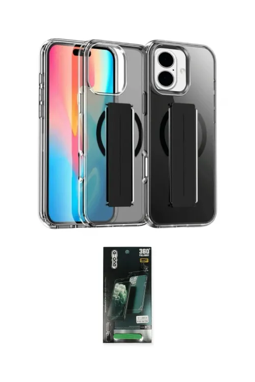 ieg™ iPhone 16 Kılıf Nova Işık Koleksiyonu - Siyah 360 Mat Full Body Arka Koruyucu