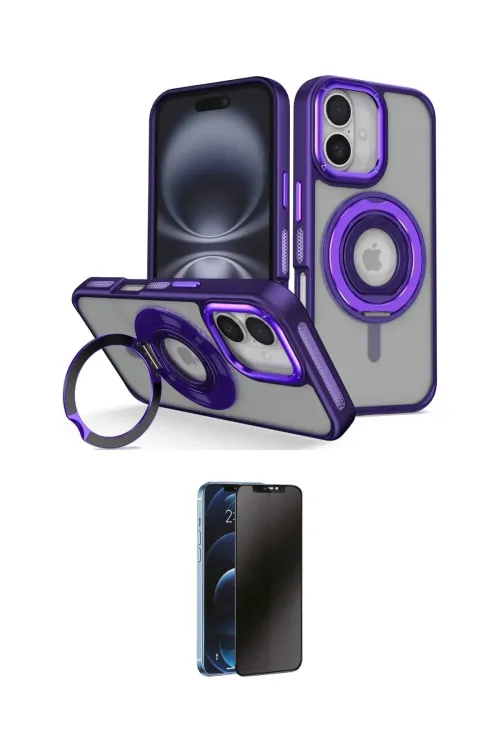ieg™ iPhone 16 Kılıf Nova Minimal Serisi - Siyah 3D Antistatik Hayalet Cam Ekran Koruyucu