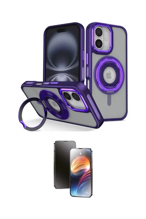 ieg™ iPhone 16 Kılıf Nova Minimal Serisi - Siyah 3D Antistatik Mat Seramik Nano Ekran Koruyucu