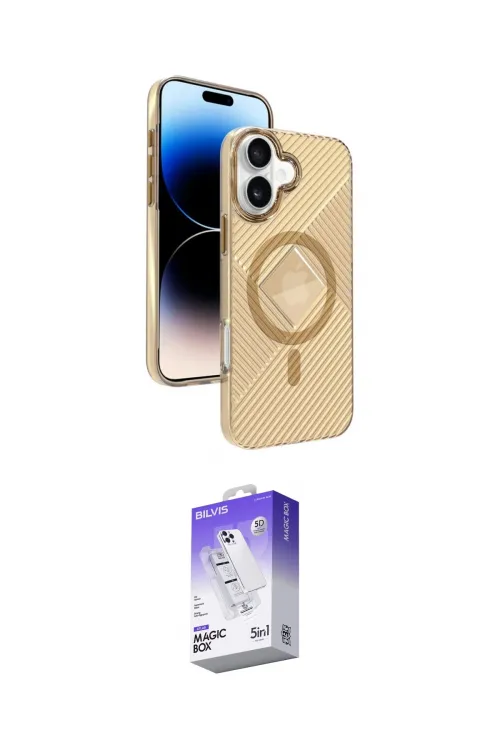 ieg™ iPhone 16 Kılıf Nova Modern Prime - Siyah Bilvis 5in1 3D Magic Cam Ekran Koruyucu