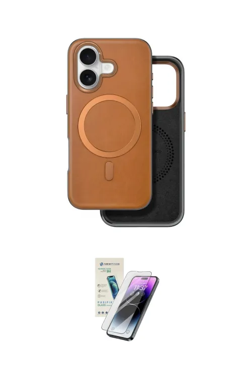 ieg™ iPhone 16 Kılıf Pusula Işık Koleksiyonu - Şeffaf Pasifik Cam Ekran Koruyucu
