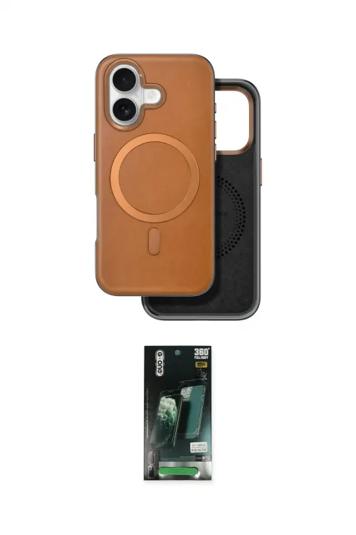 ieg™ iPhone 16 Kılıf Pusula Işık Koleksiyonu - Siyah 360 Mat Full Body Arka Koruyucu