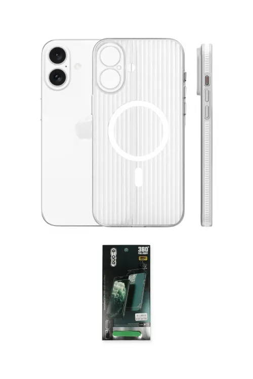 ieg™ iPhone 16 Kılıf Pusula Minimal Koleksiyonu - Siyah 360 Mat Full Body Arka Koruyucu