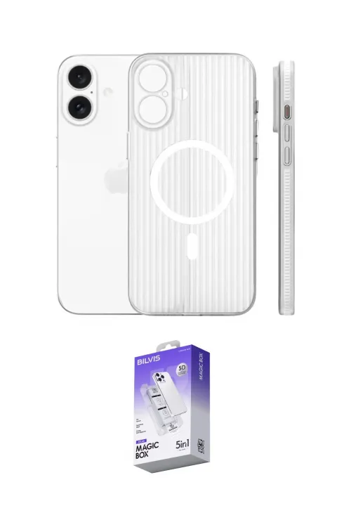ieg™ iPhone 16 Kılıf Pusula Minimal Koleksiyonu - Siyah Bilvis 5in1 3D Magic Cam Ekran Koruyucu