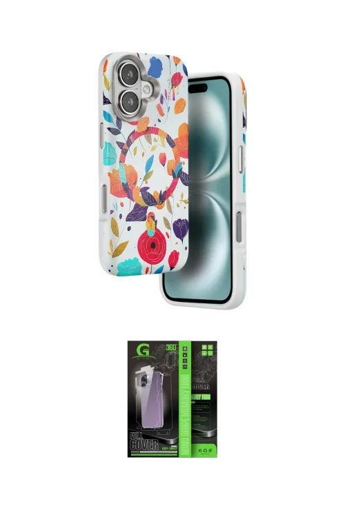 ieg™ iPhone 16 Kılıf Siluet Doku - Şeffaf 360 Full Body Arka Koruyucu