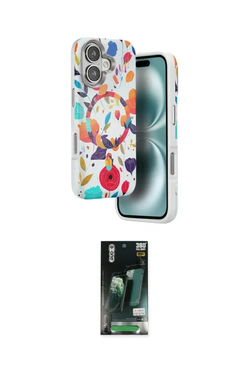 ieg™ iPhone 16 Kılıf Siluet Doku - Siyah 360 Mat Full Body Arka Koruyucu