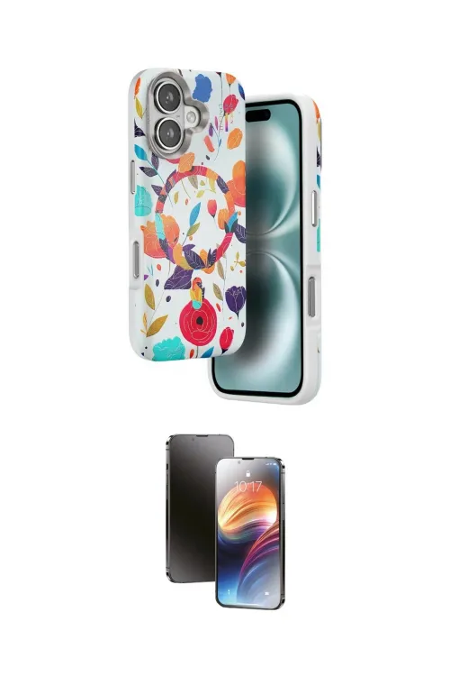 ieg™ iPhone 16 Kılıf Siluet Doku - Siyah 3D Antistatik Mat Seramik Nano Ekran Koruyucu