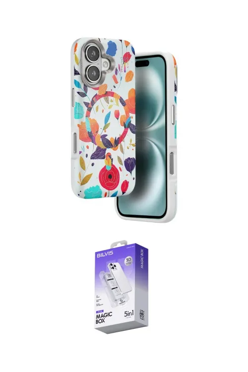 ieg™ iPhone 16 Kılıf Siluet Doku - Siyah Bilvis 5in1 3D Magic Cam Ekran Koruyucu
