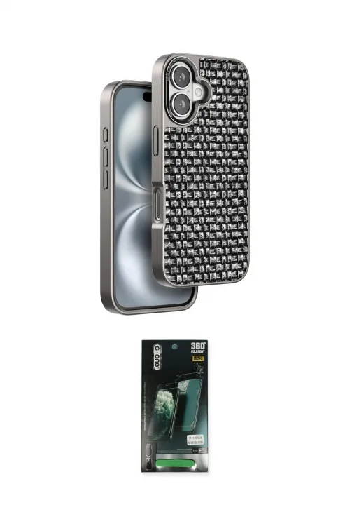 ieg™ iPhone 16 Kılıf Siluet Form Serisi - Siyah 360 Mat Full Body Arka Koruyucu