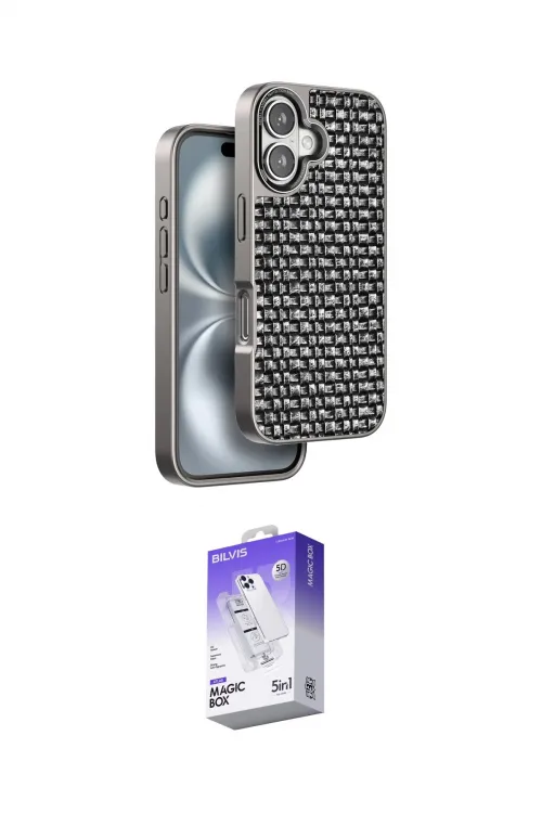ieg™ iPhone 16 Kılıf Siluet Form Serisi - Siyah Bilvis 5in1 3D Magic Cam Ekran Koruyucu
