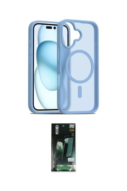 ieg™ iPhone 16 Kılıf Siluet Minimal Prime - Siyah 360 Mat Full Body Arka Koruyucu