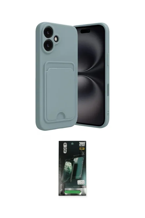 ieg™ iPhone 16 Kılıf Vadi Çizgi Prime - Siyah 360 Mat Full Body Arka Koruyucu