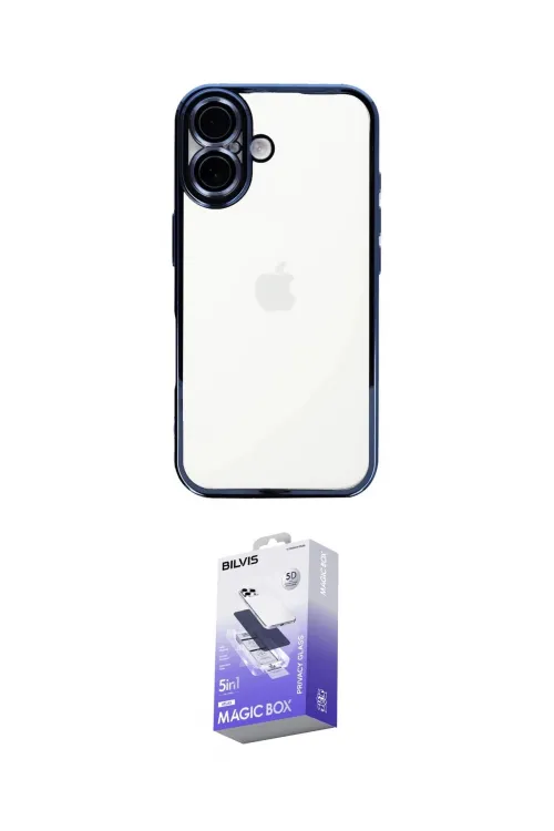 ieg™ iPhone 16 Kılıf Vadi Minimal - Siyah Bilvis 5in1 5D Magic Hayalet Cam Ekran Koruyucu