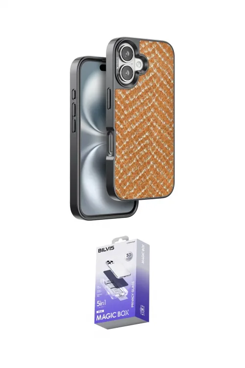 ieg™ iPhone 16 Kılıf Vadi Özel Seri - Siyah Bilvis 5in1 5D Magic Hayalet Cam Ekran Koruyucu