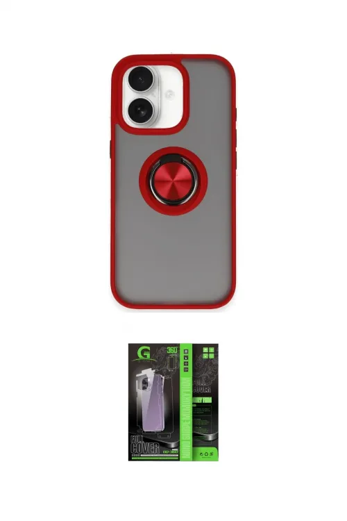 ieg™ iPhone 16 Kılıf Yörünge Çizgi - Şeffaf 360 Full Body Arka Koruyucu