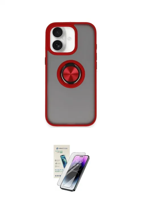 ieg™ iPhone 16 Kılıf Yörünge Çizgi - Şeffaf Pasifik Cam Ekran Koruyucu