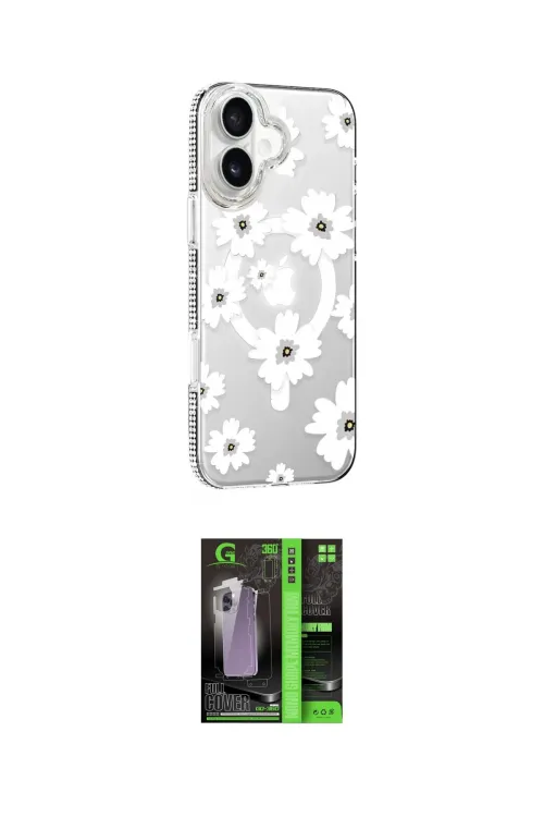 ieg™ iPhone 16 Kılıf Yörünge Işık Prime - Şeffaf 360 Full Body Arka Koruyucu