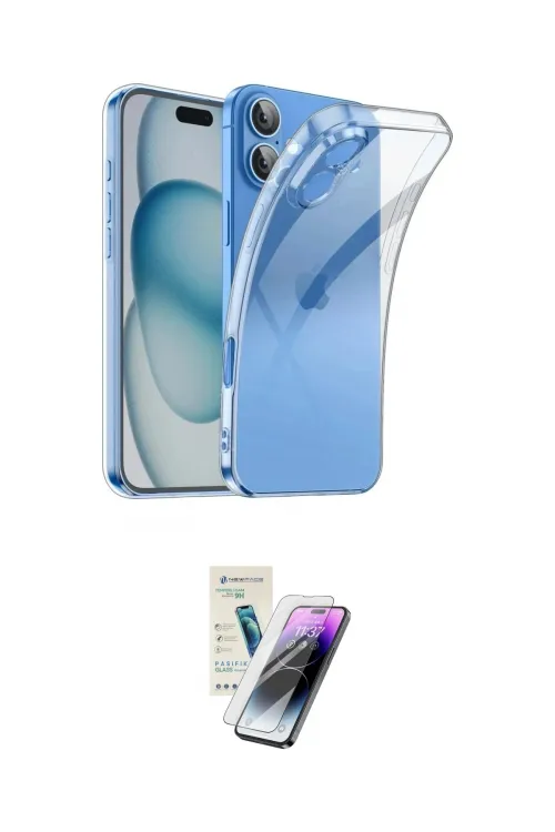 ieg™ iPhone 16 Kılıf Zirve Doku - Şeffaf Pasifik Cam Ekran Koruyucu