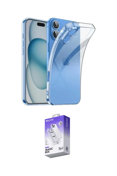 ieg™ iPhone 16 Kılıf Zirve Doku - Siyah Bilvis 5in1 3D Magic Cam Ekran Koruyucu