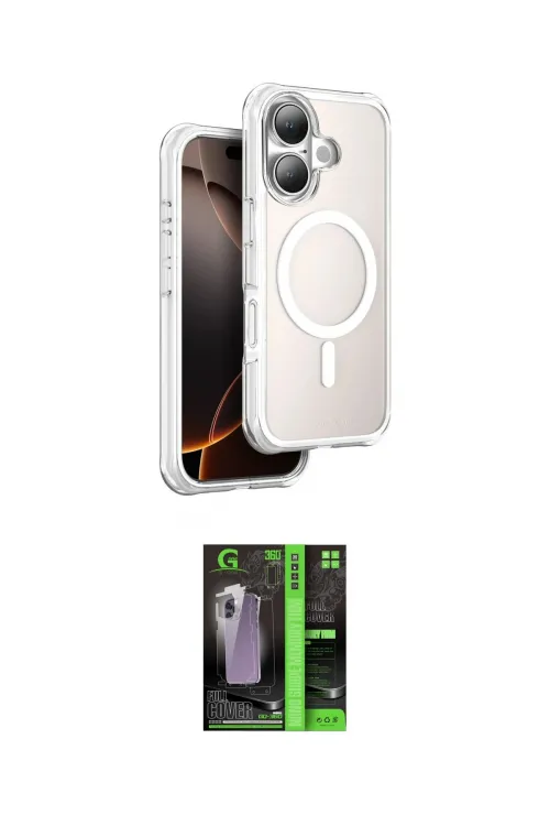 ieg™ iPhone 16 Kılıf Zirve Klasik Prime - Şeffaf 360 Full Body Arka Koruyucu