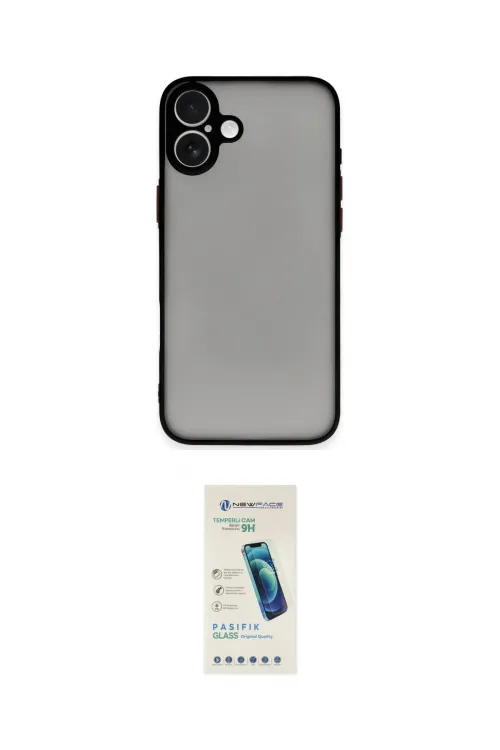 ieg™ iPhone 16 Plus Kılıf Ahenk Çizgi Serisi - Şeffaf Pasifik Cam Ekran Koruyucu