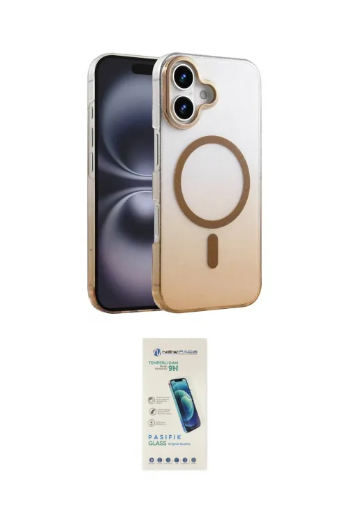 ieg™ iPhone 16 Plus Kılıf Ahenk Doku Özel Seri - Şeffaf Pasifik Cam Ekran Koruyucu