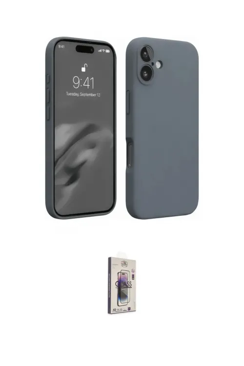 ieg™ iPhone 16 Plus Kılıf Ahenk Serisi - Siyah Bilvis 3D Cam Ekran Koruyucu